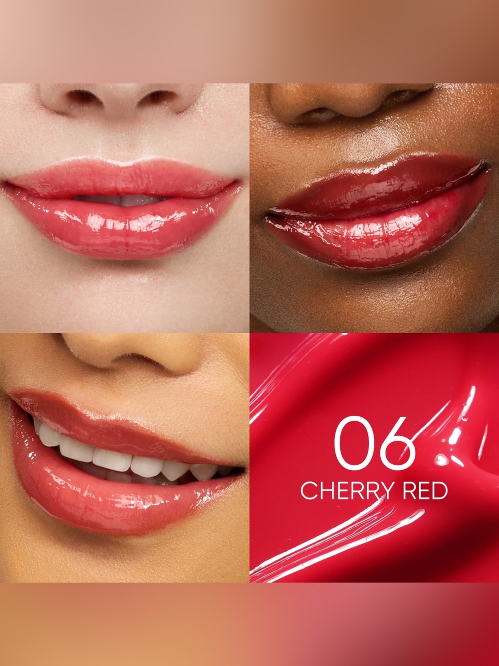 Skintific Cherry Red Peptide Brightening Lip Serum- vibrant red pink, balm gloss